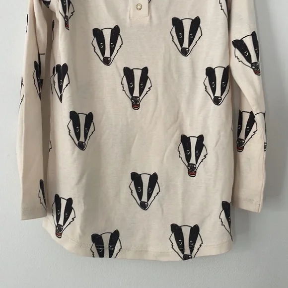 Mini Rodini Designer badger print kids long sleeve button top organic cotton 5-7 - Picture 9 of 12